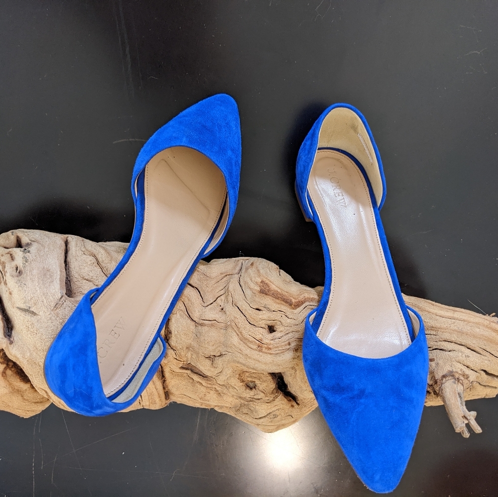 J Crew Blue Suede Flats 9.5